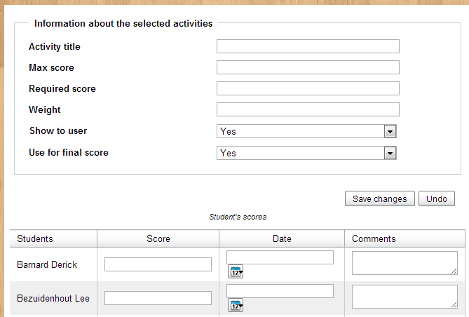 Once clicked, no scores, or SCORM info, just a blank form