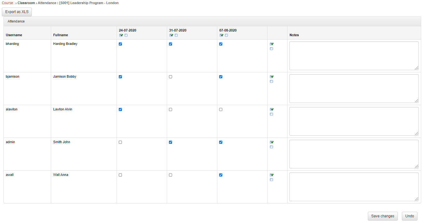 courses editions attendance