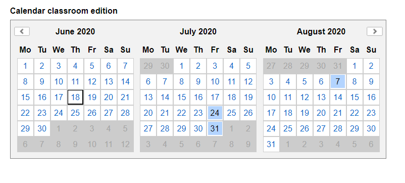 courses editions dates select