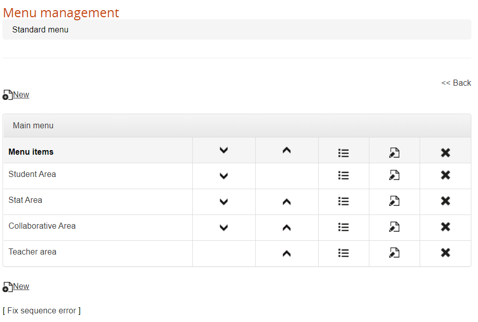 menu manage area