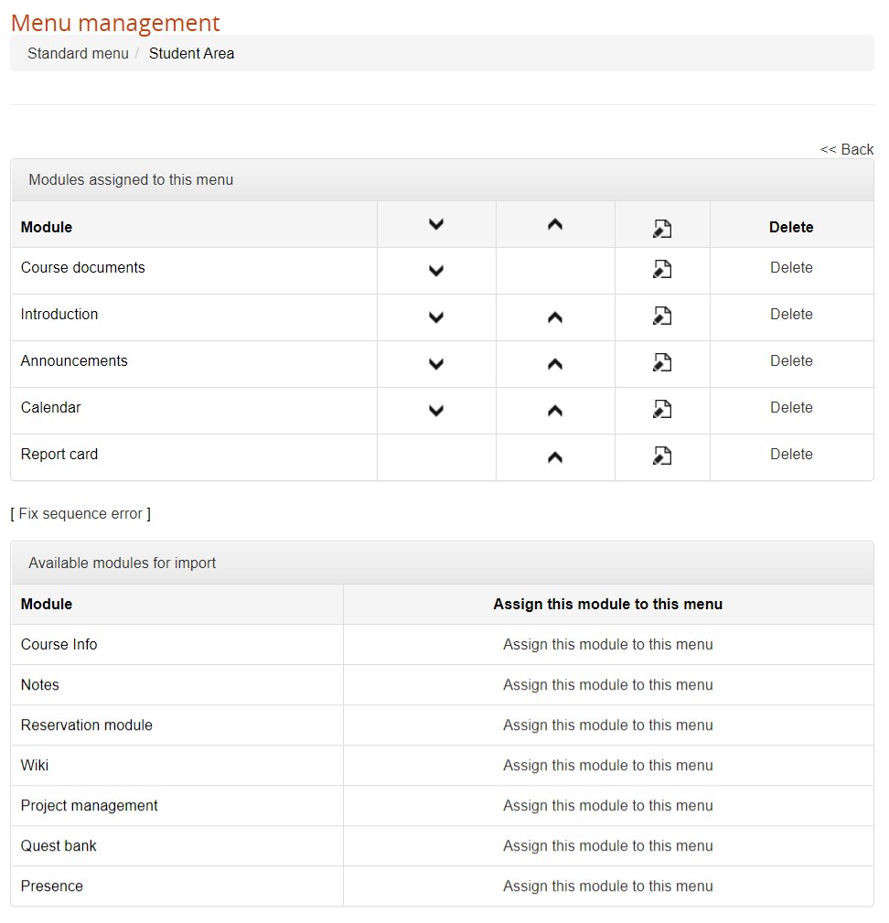 menu manage assign