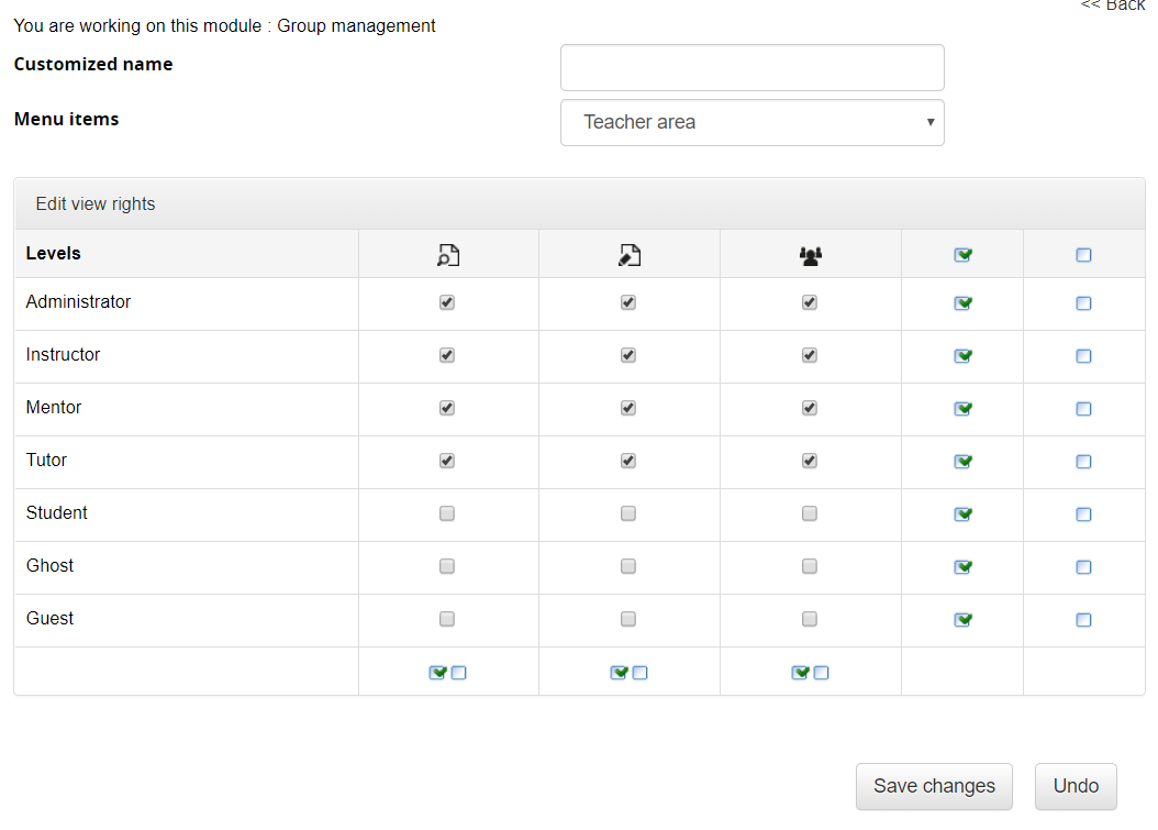 menu manage permissions