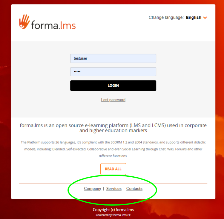 webpages login menu